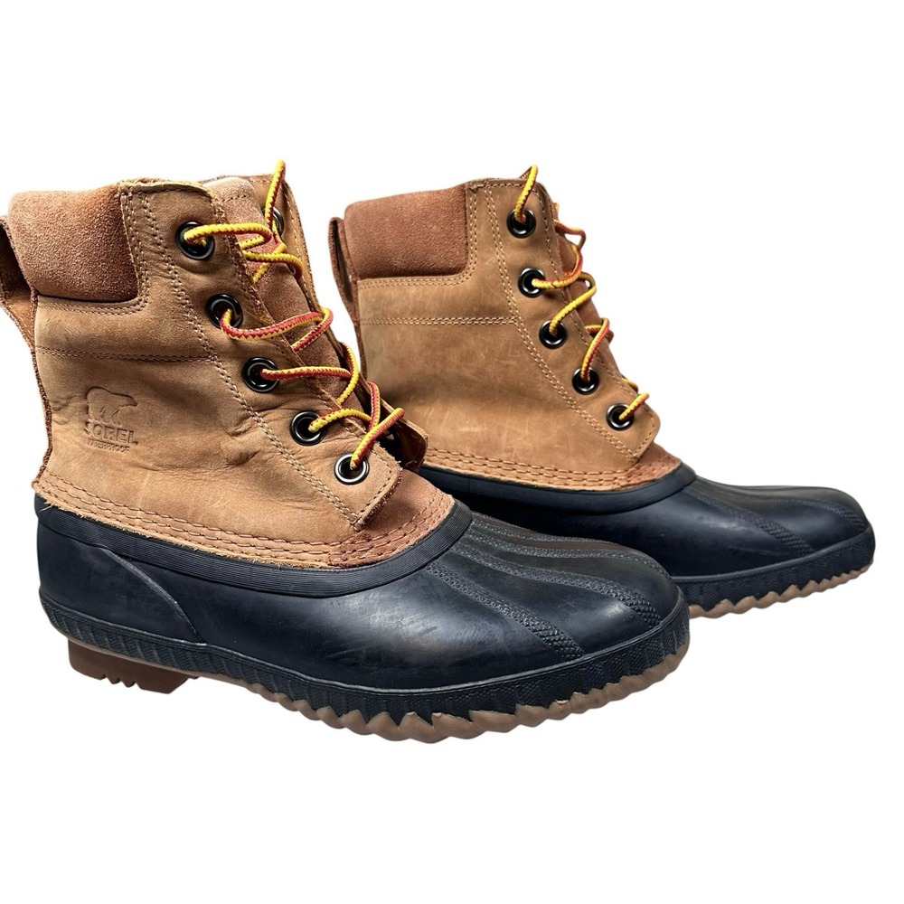 Sorel Cheyanne II Mens Waterproof Duck Boots Tan Black Leather Size 6/Women 7.5